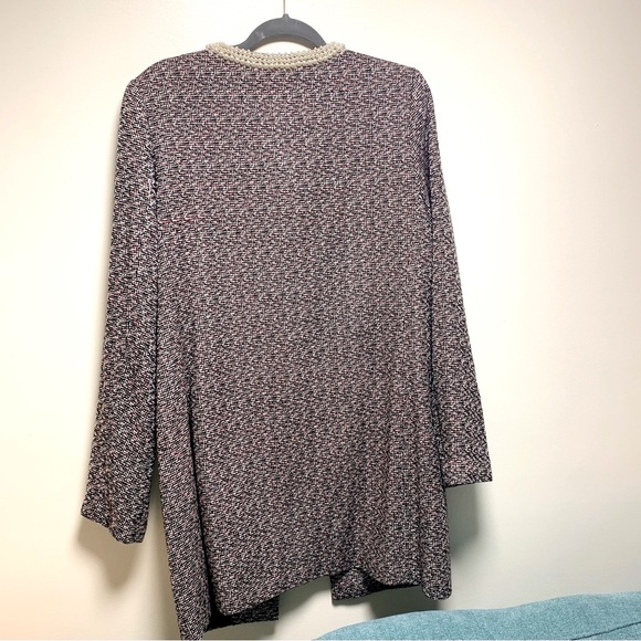 Karl Lagerfeld Elegant Faux Pearls Collar Long Jacket Sz L - Picture 6 of 6